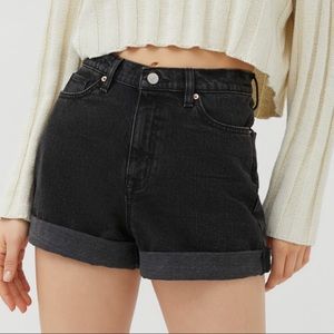 BDG Mom High-Rise Black Denim Cuff Shorts